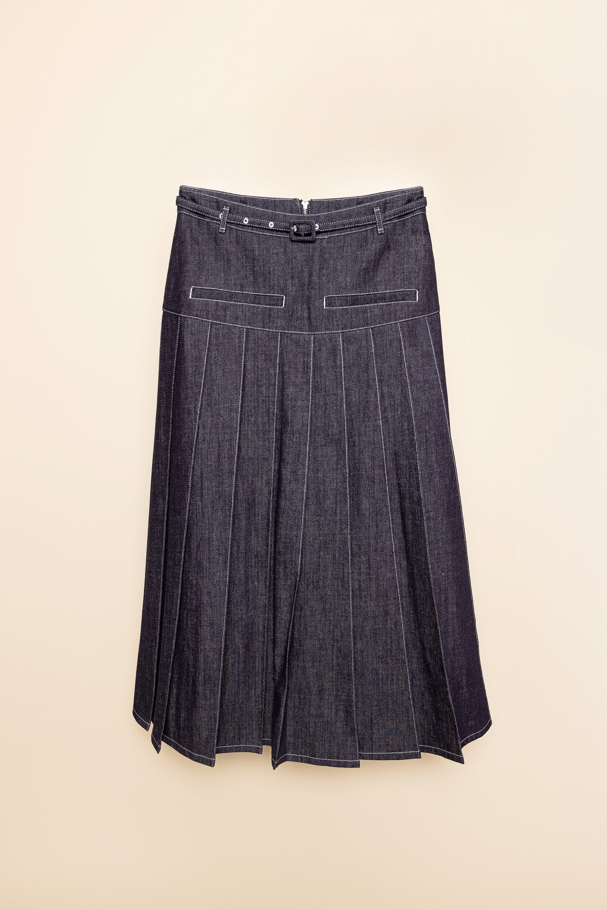 Denim Pleated Skirt