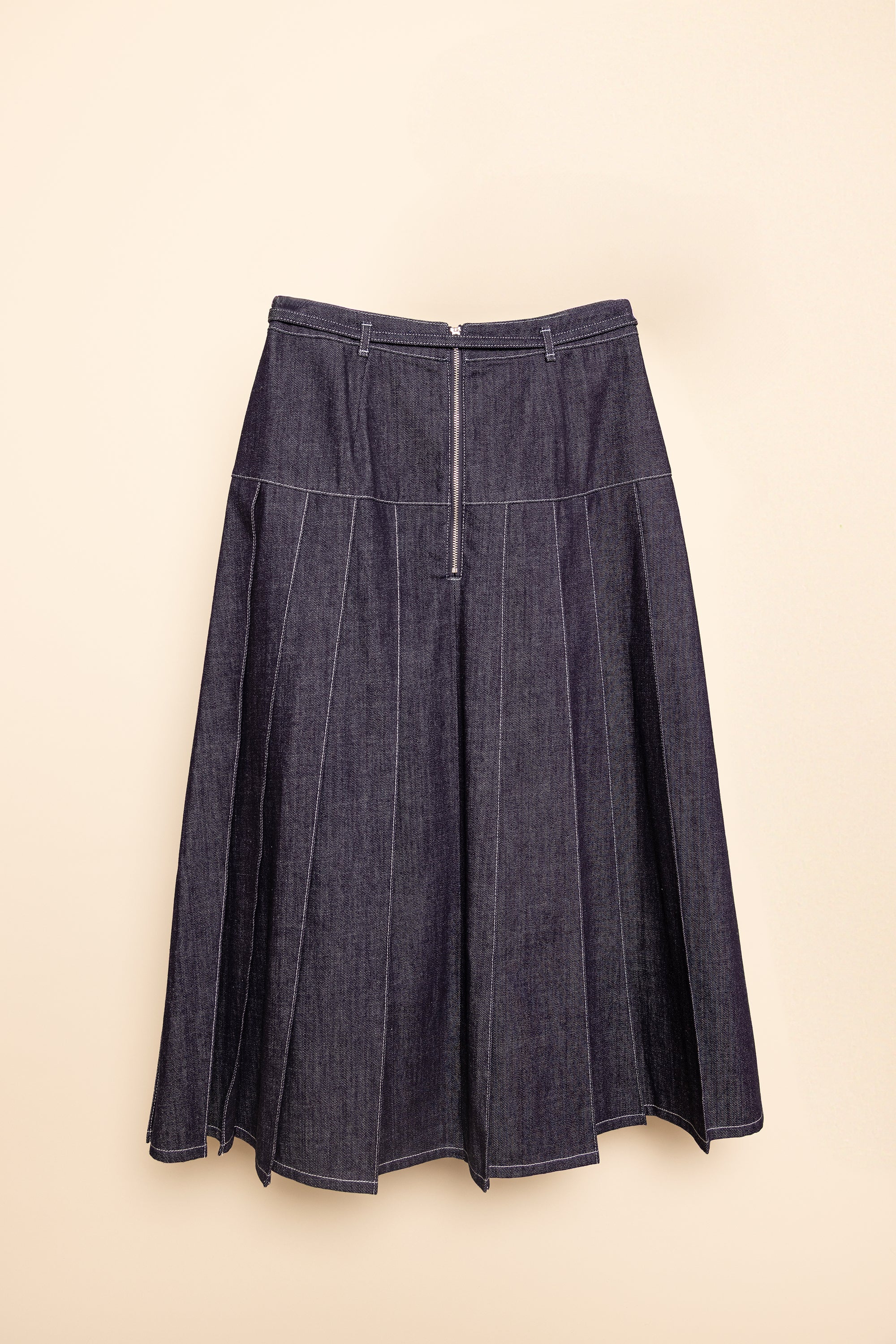 Denim Pleated Skirt