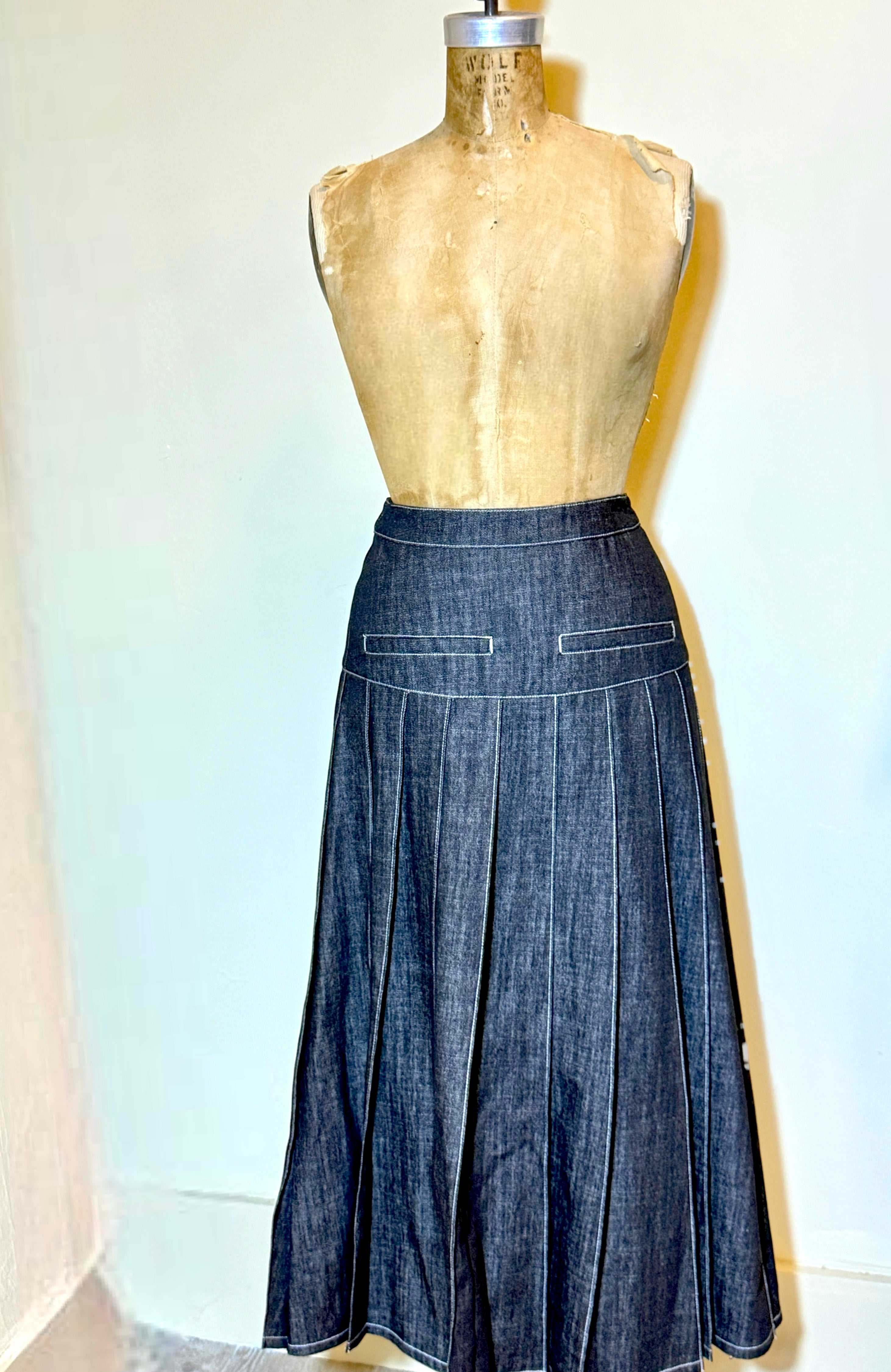 Denim Pleated Skirts