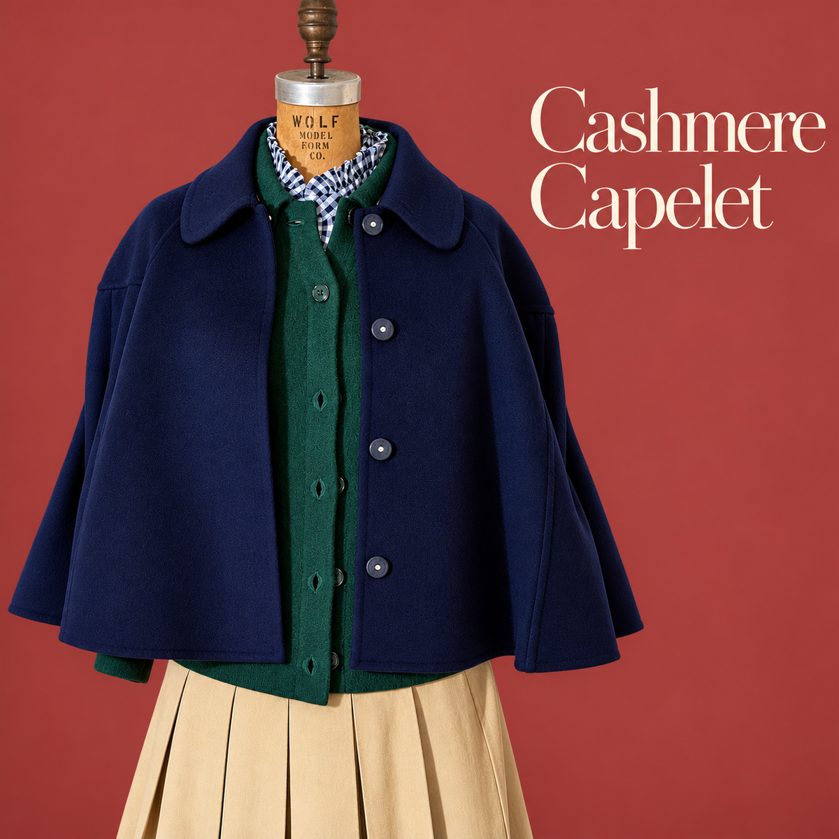 Italian Wool and Cashmere Capelet with Fox Trim