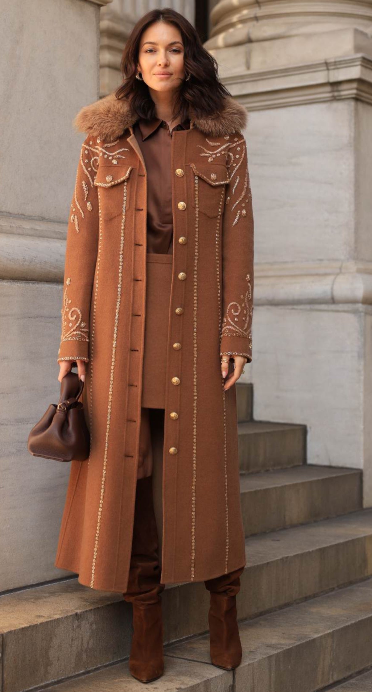 Hand-Crafted Italian Wool Embroidered Coat – Polished Coconut