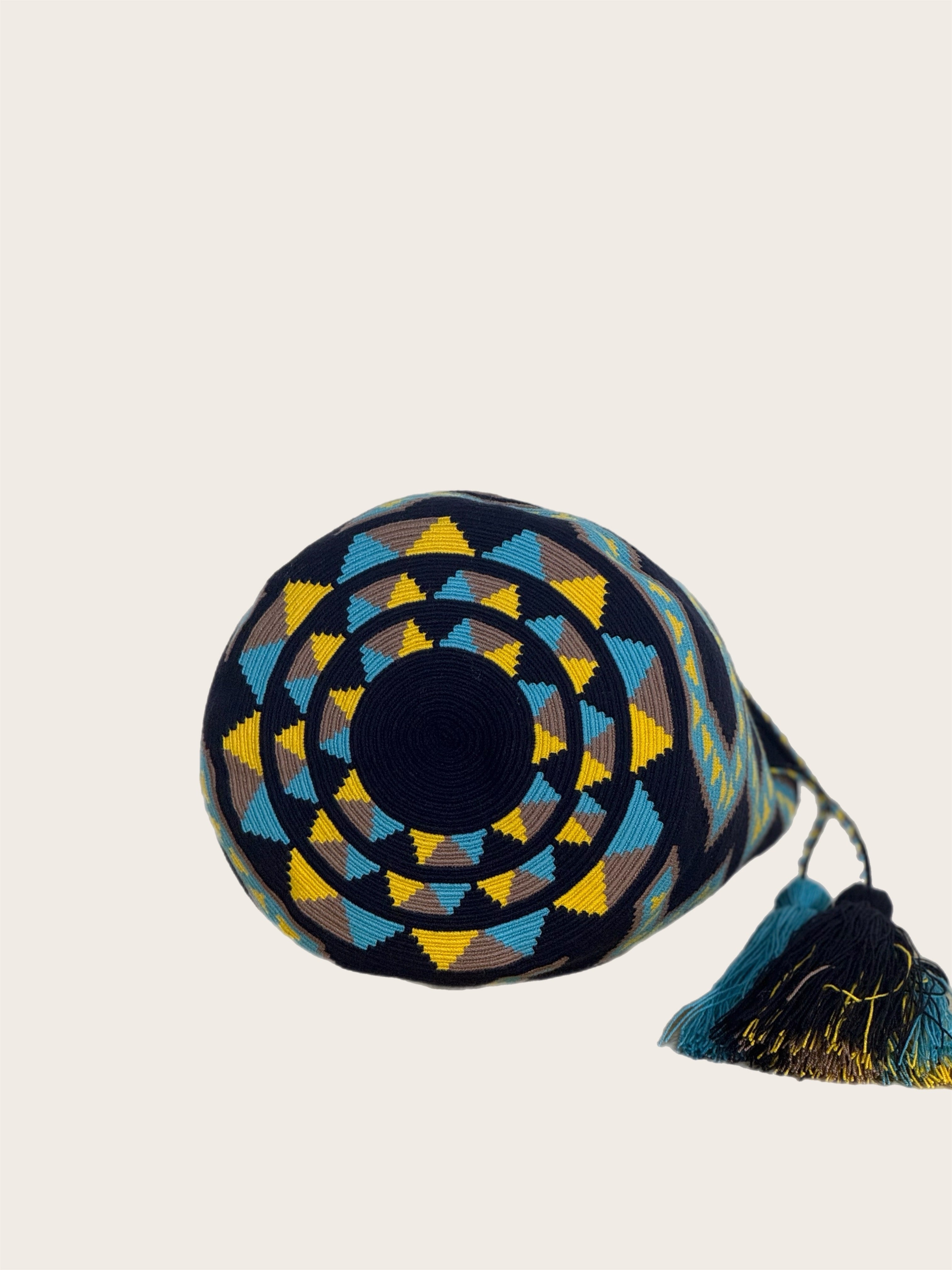 Navy Turquoise Yellow Mochila Wayuu Bag