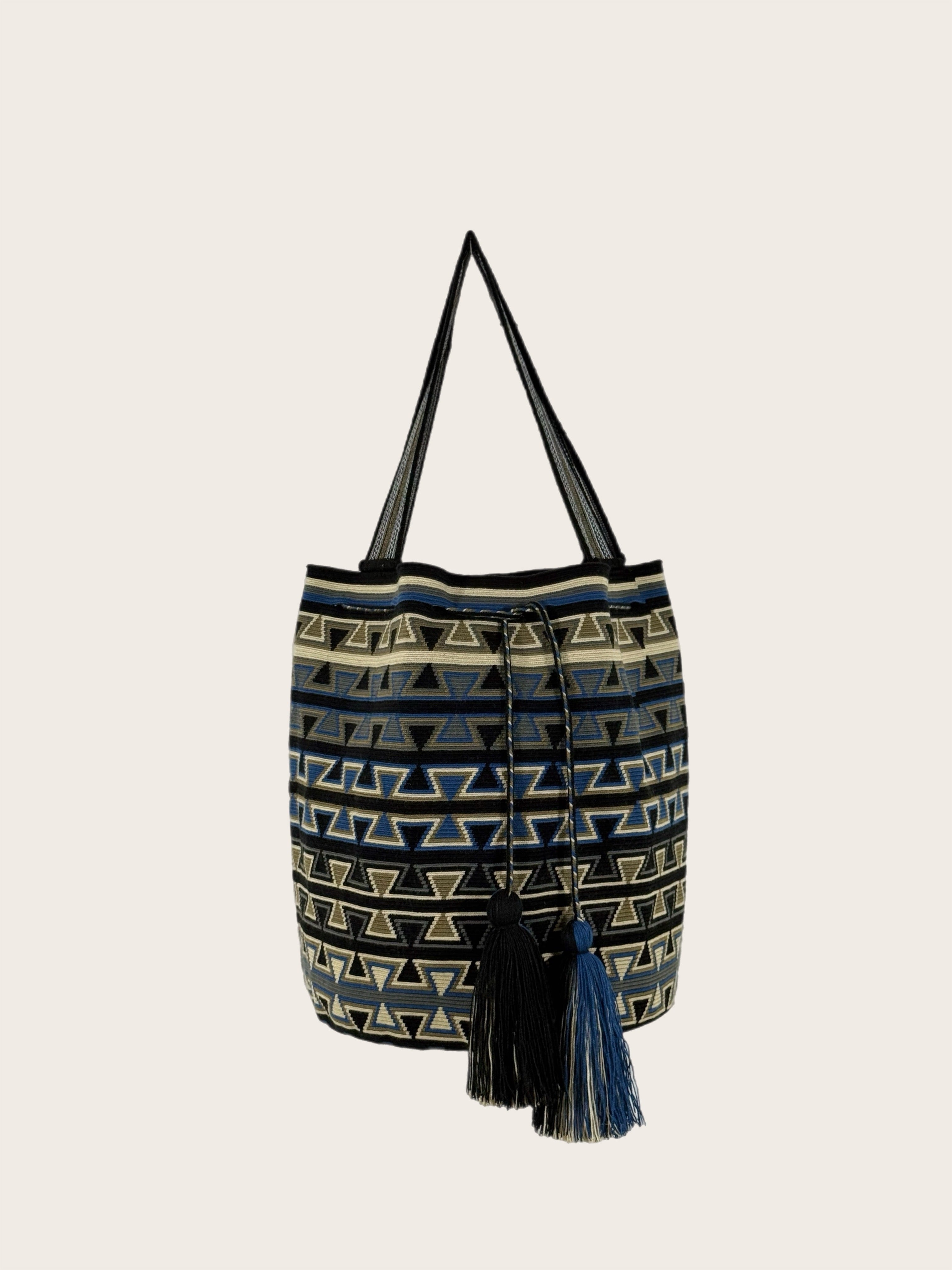 Navy Gray Bone Mochila Wayuu Bag