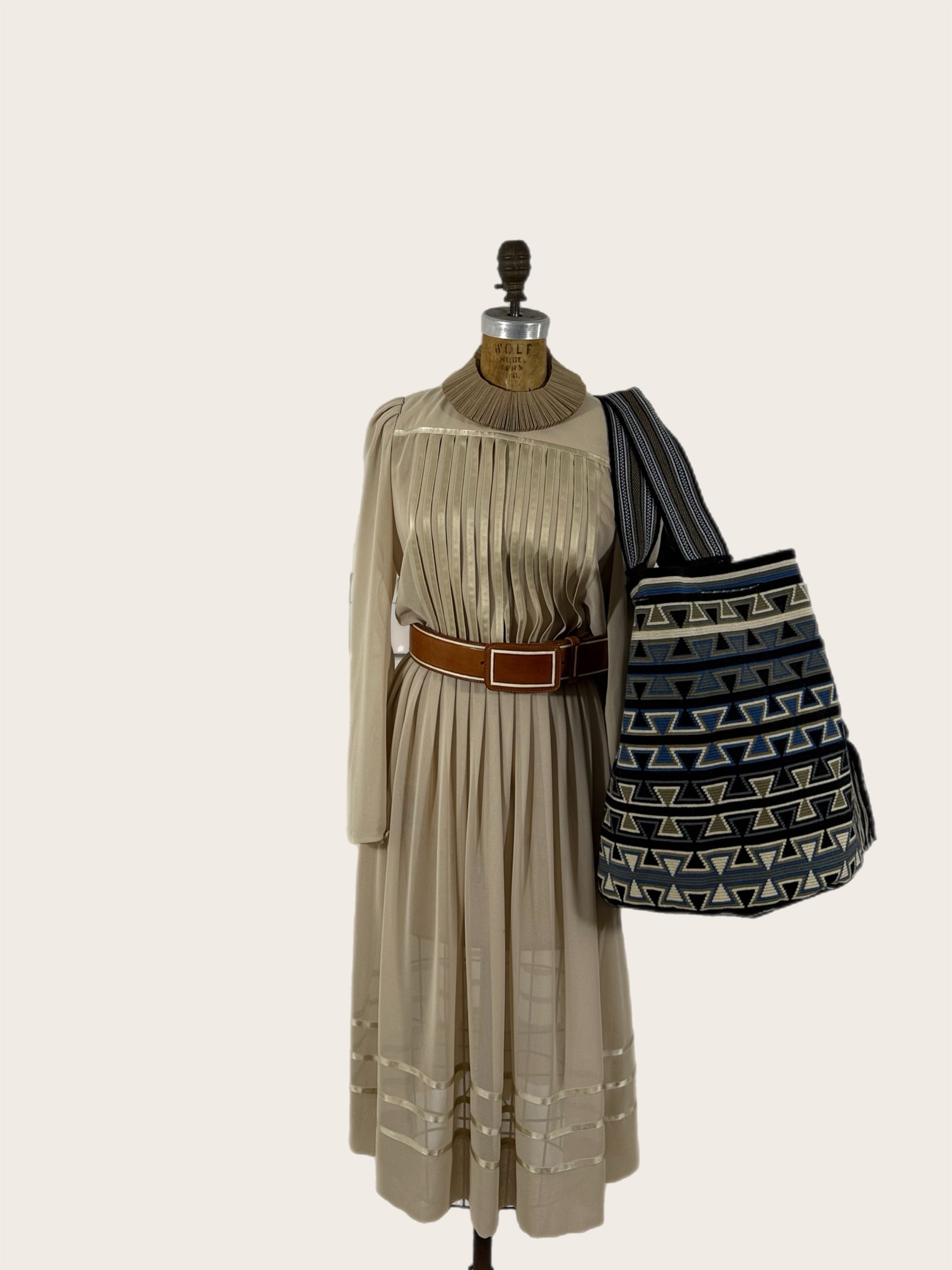 Navy Gray Bone Mochila Wayuu Bag