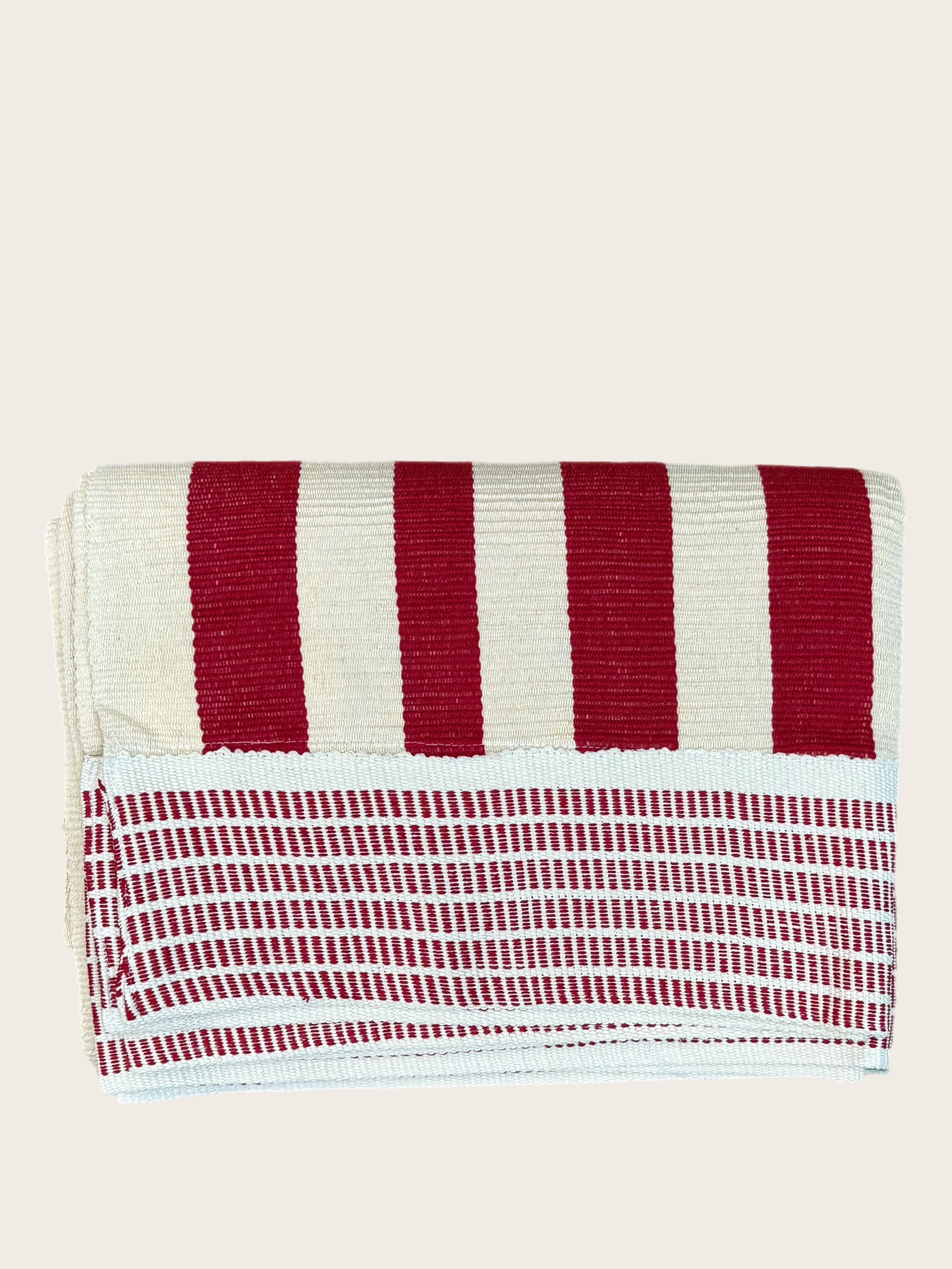Red and White Stripes Zenu Coverlet