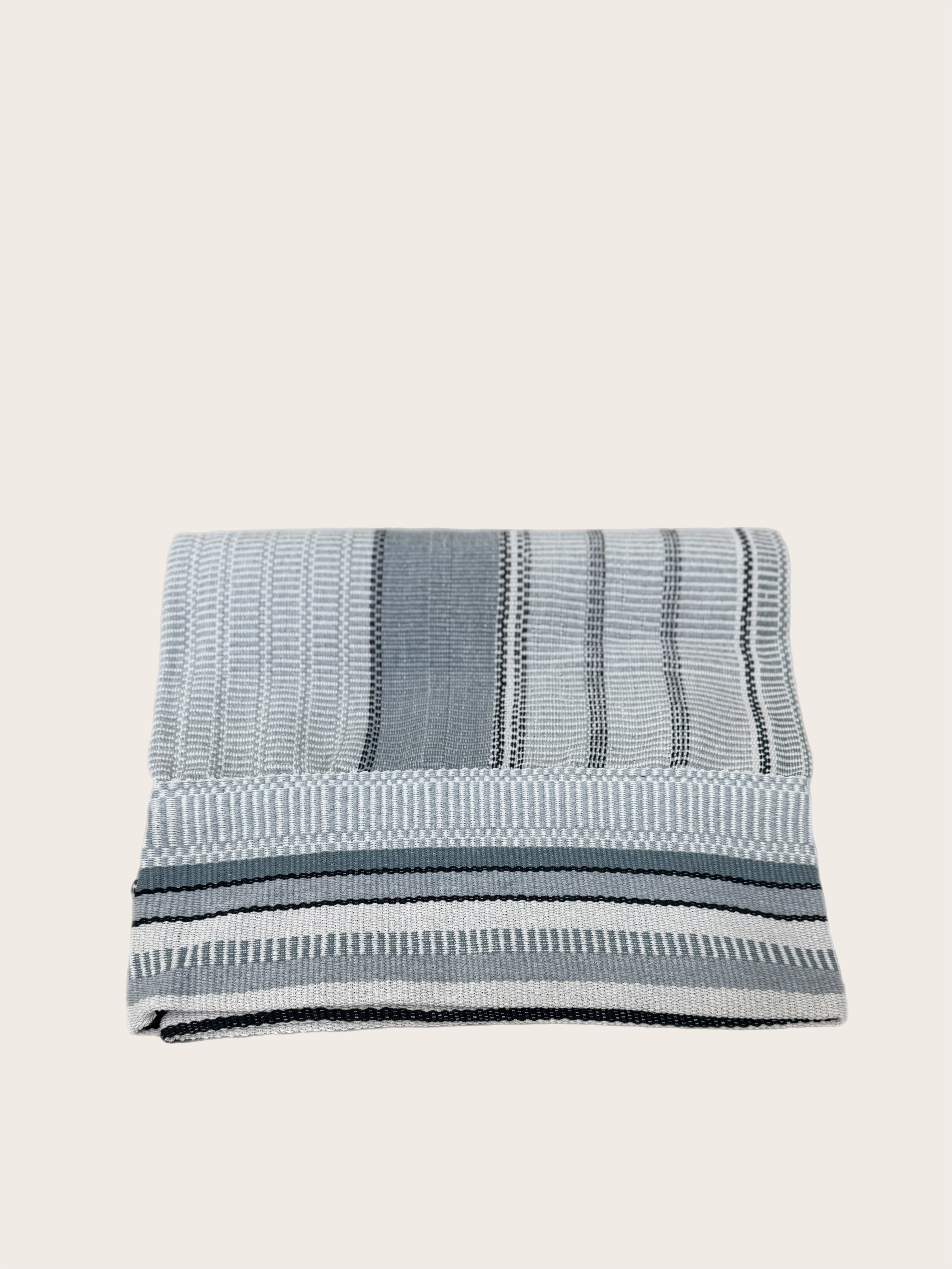 Gray Powder Blue and Bone Zenu Coverlet