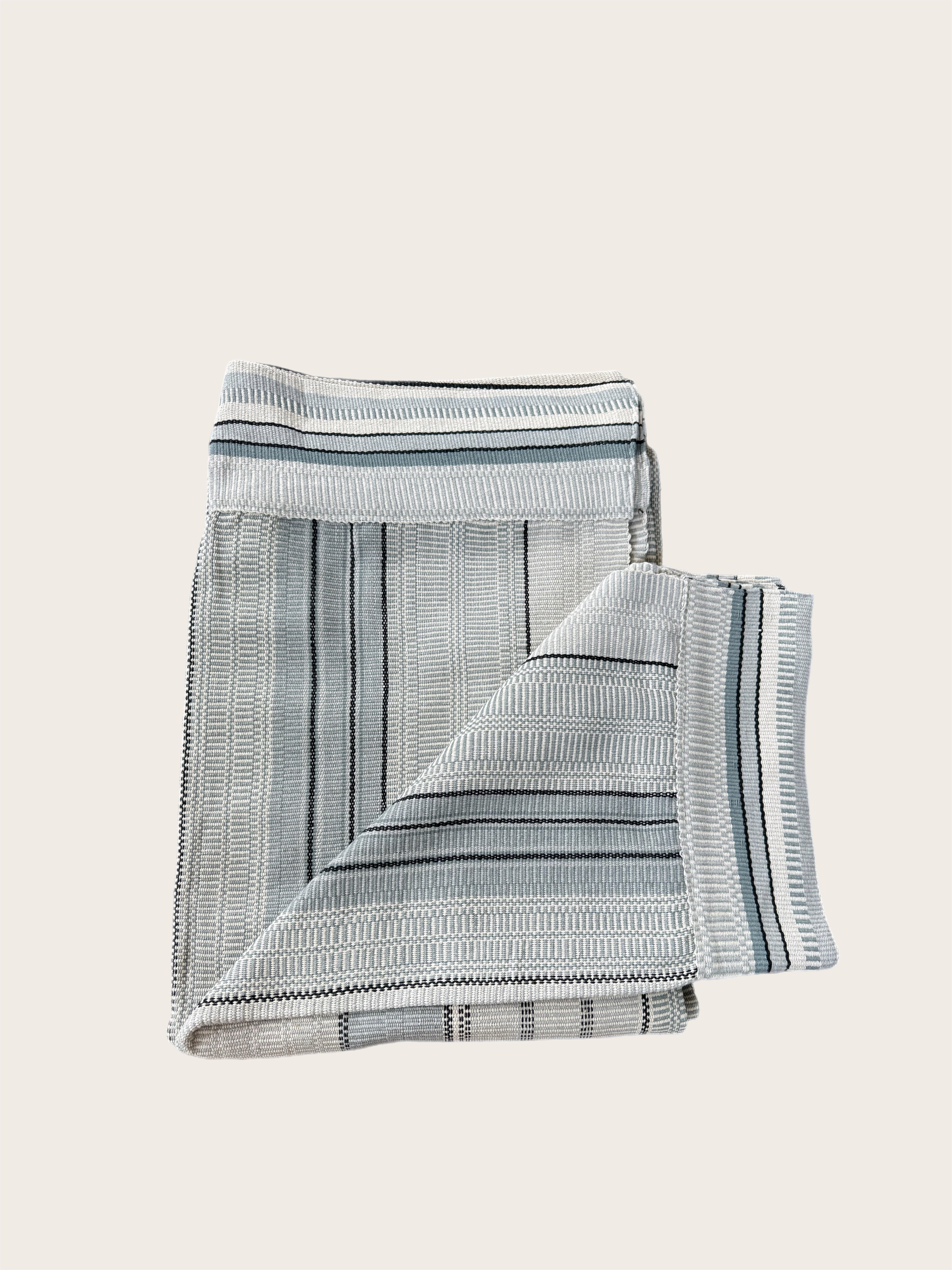 Gray Powder Blue and Bone Zenu Coverlet