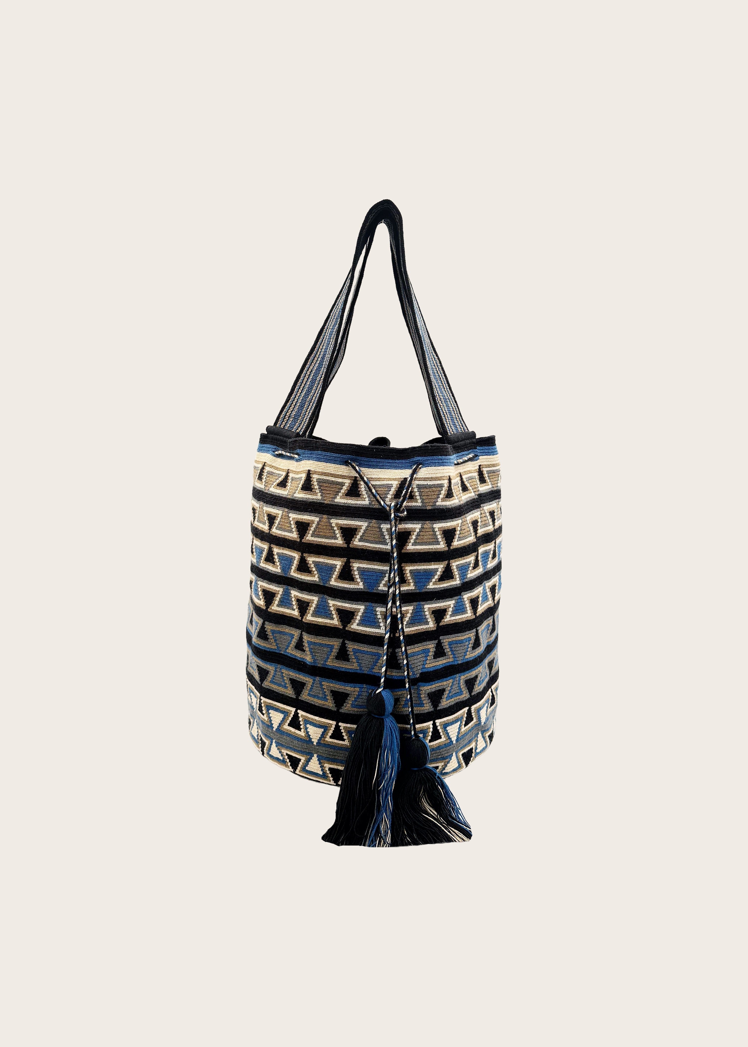 Navy Gray Bone Tote