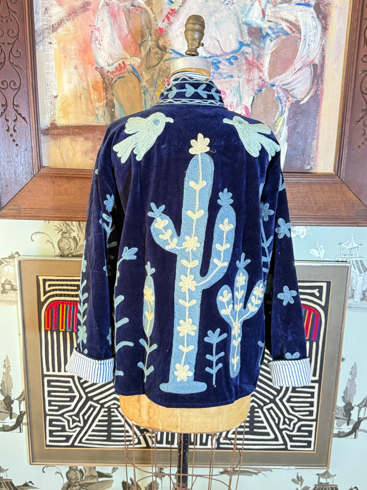 Velvet Cactus Embroidered Jacket back