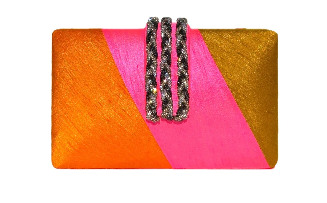 Papaya Pop Braided Fringe Clutch front view