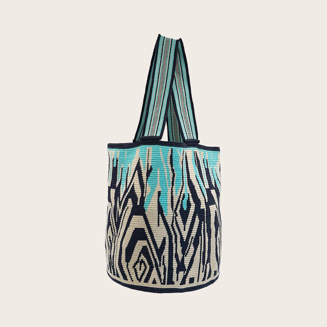 Navy Turquoise Coral Tote