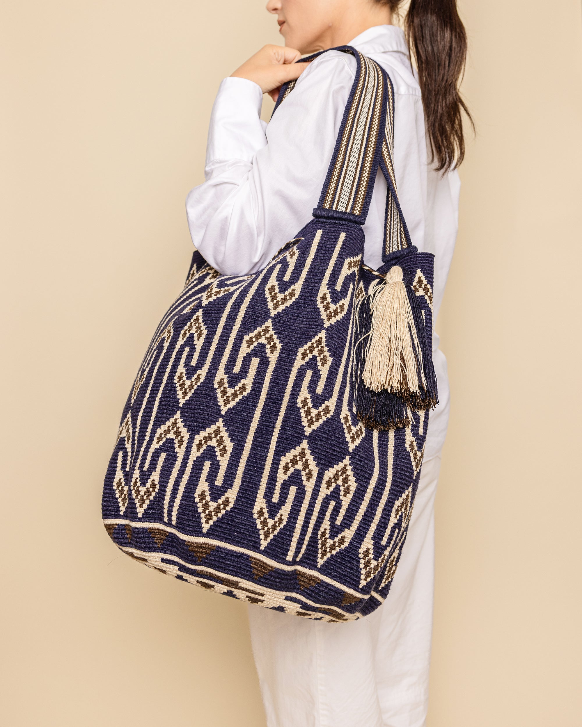 Navy Brown Bone