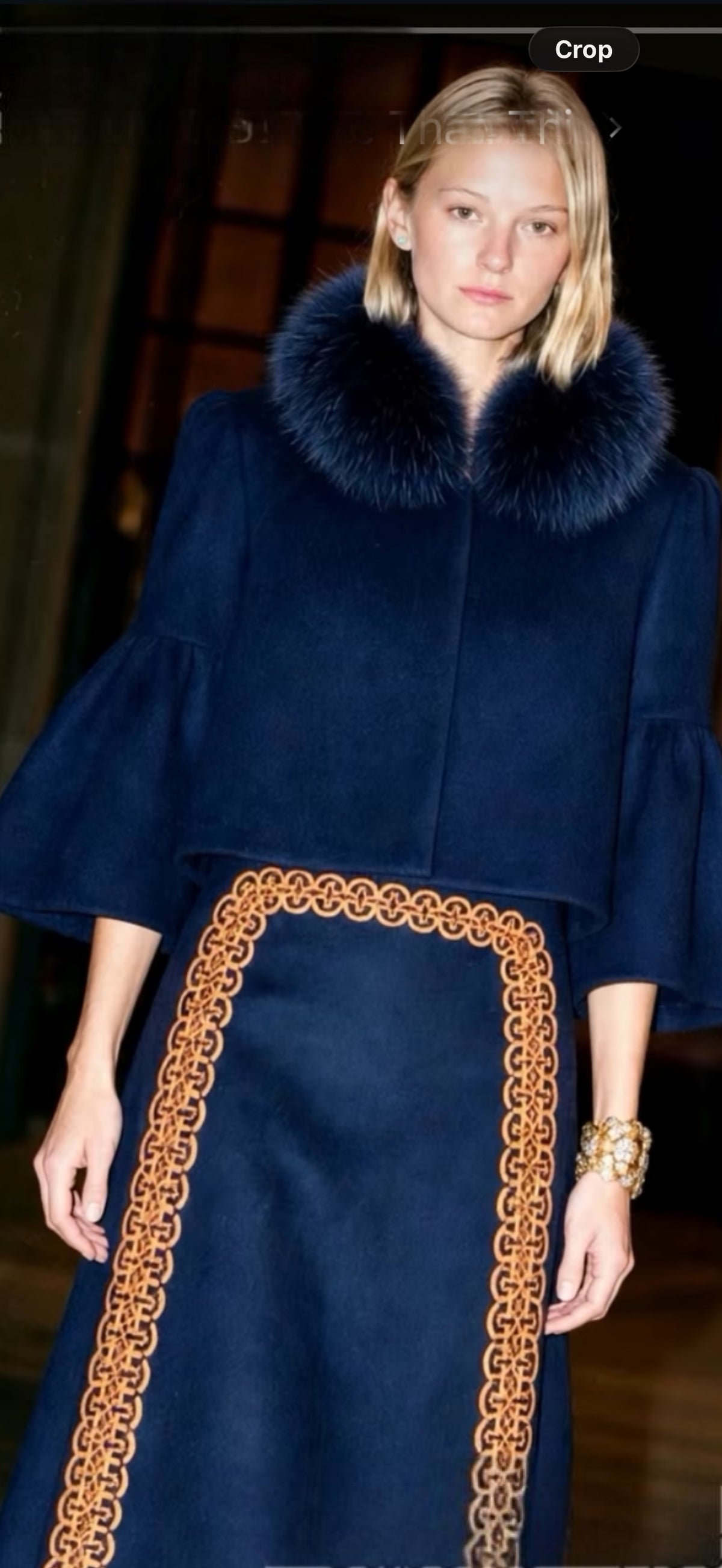Italian Wool and Cashmere Capelet with Fox Trim
