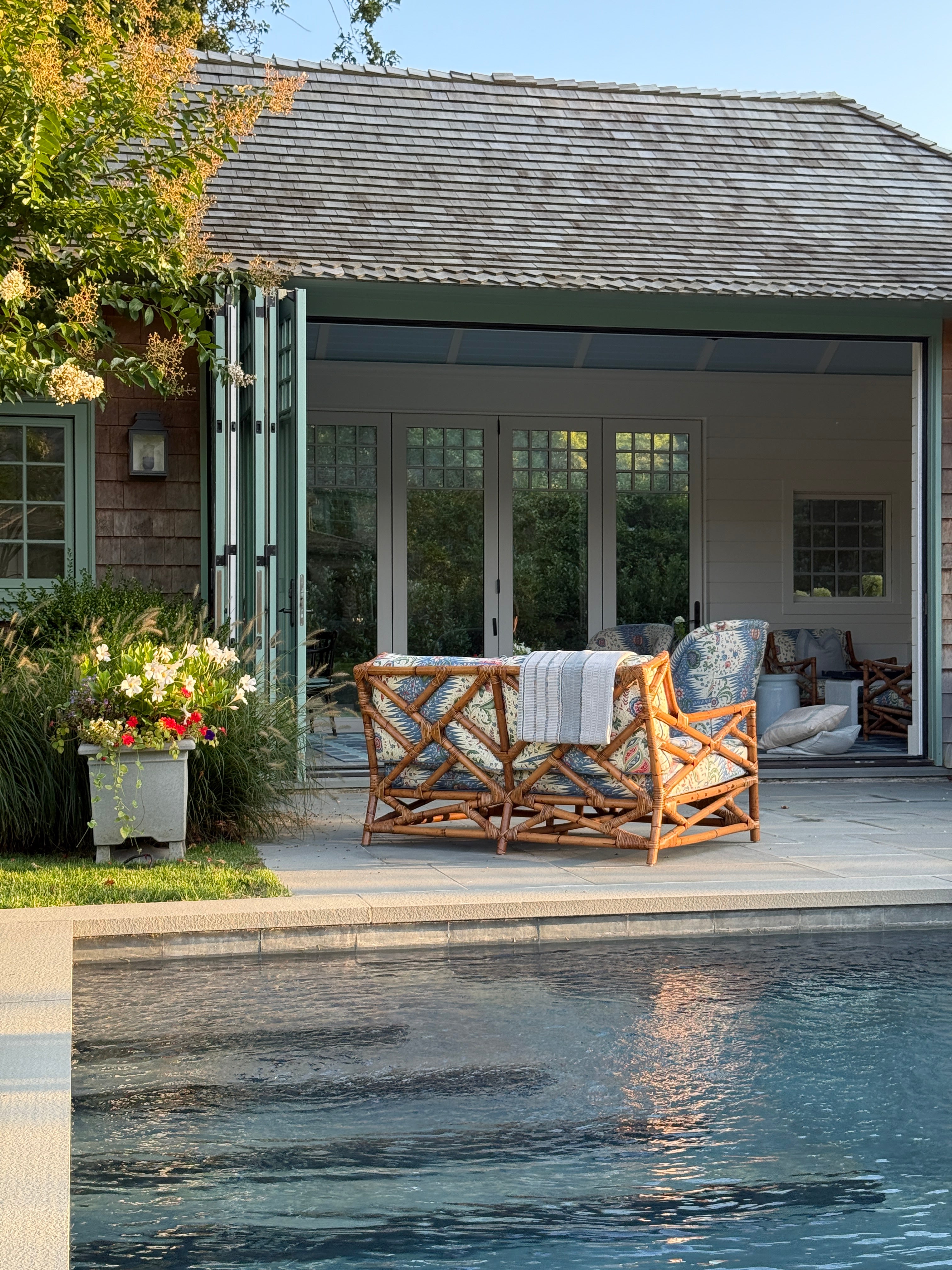 Gray Powder Blue and Bone Zenu Coverlet