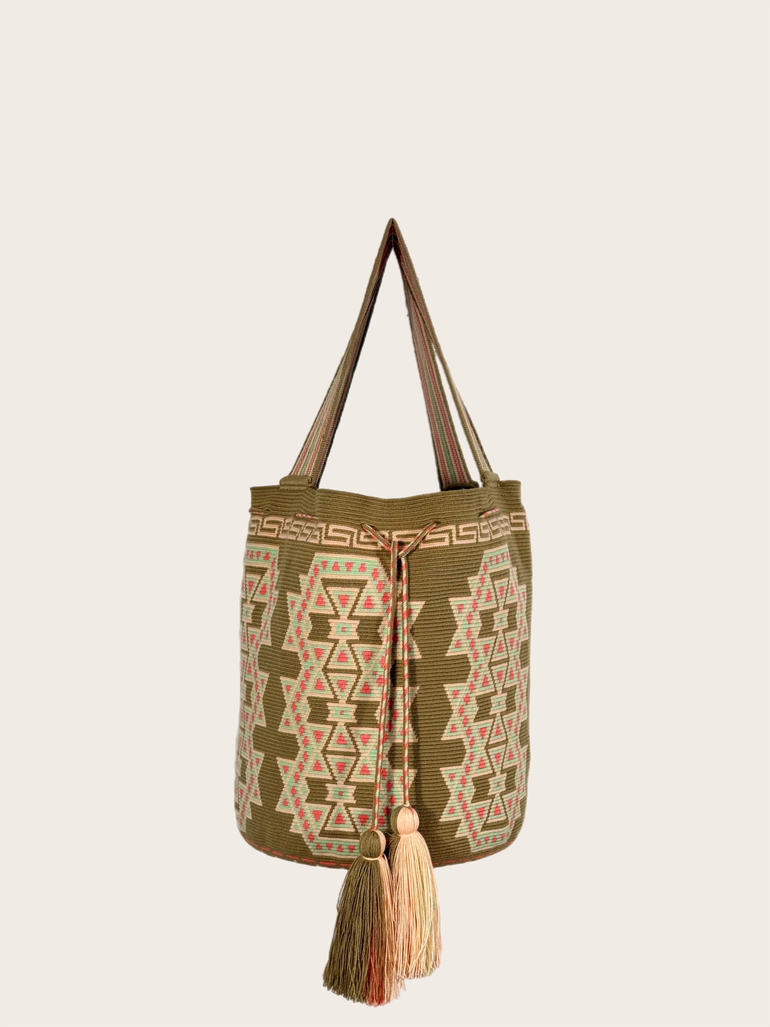 Taupe Pink Lime WAYUU Bag