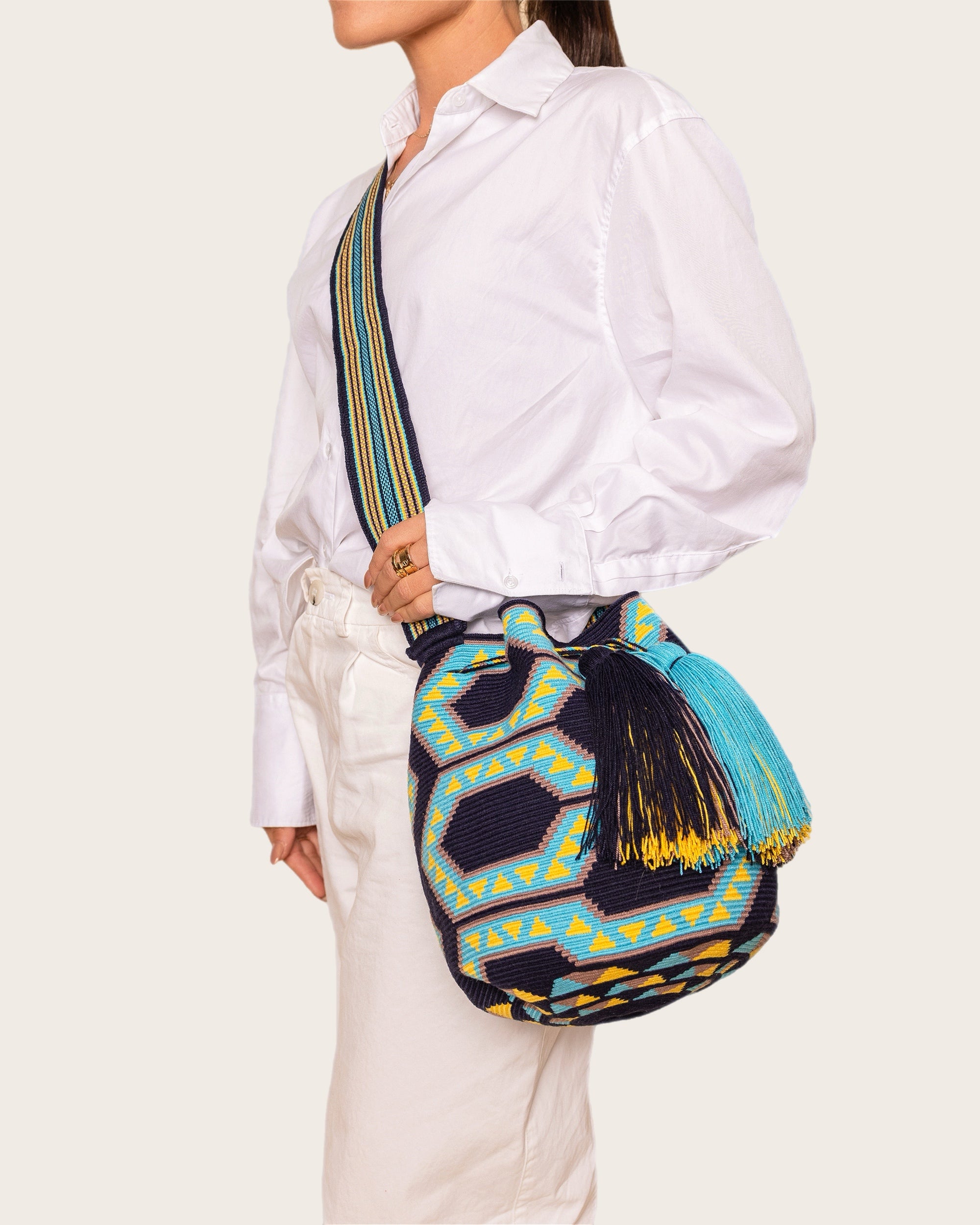 Navy Turquoise Yellow Crossbody