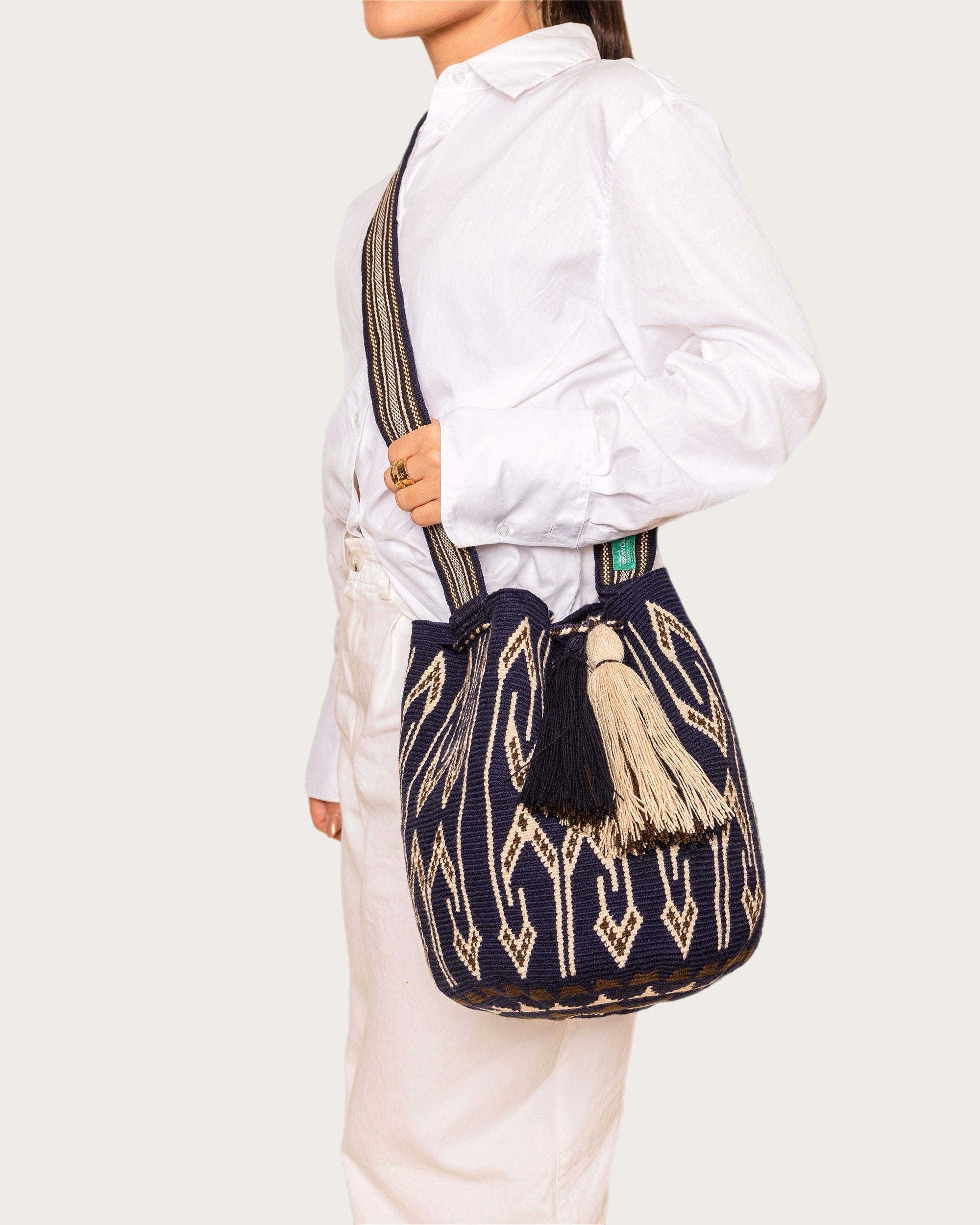 Navy Brown Bone Crossbody
