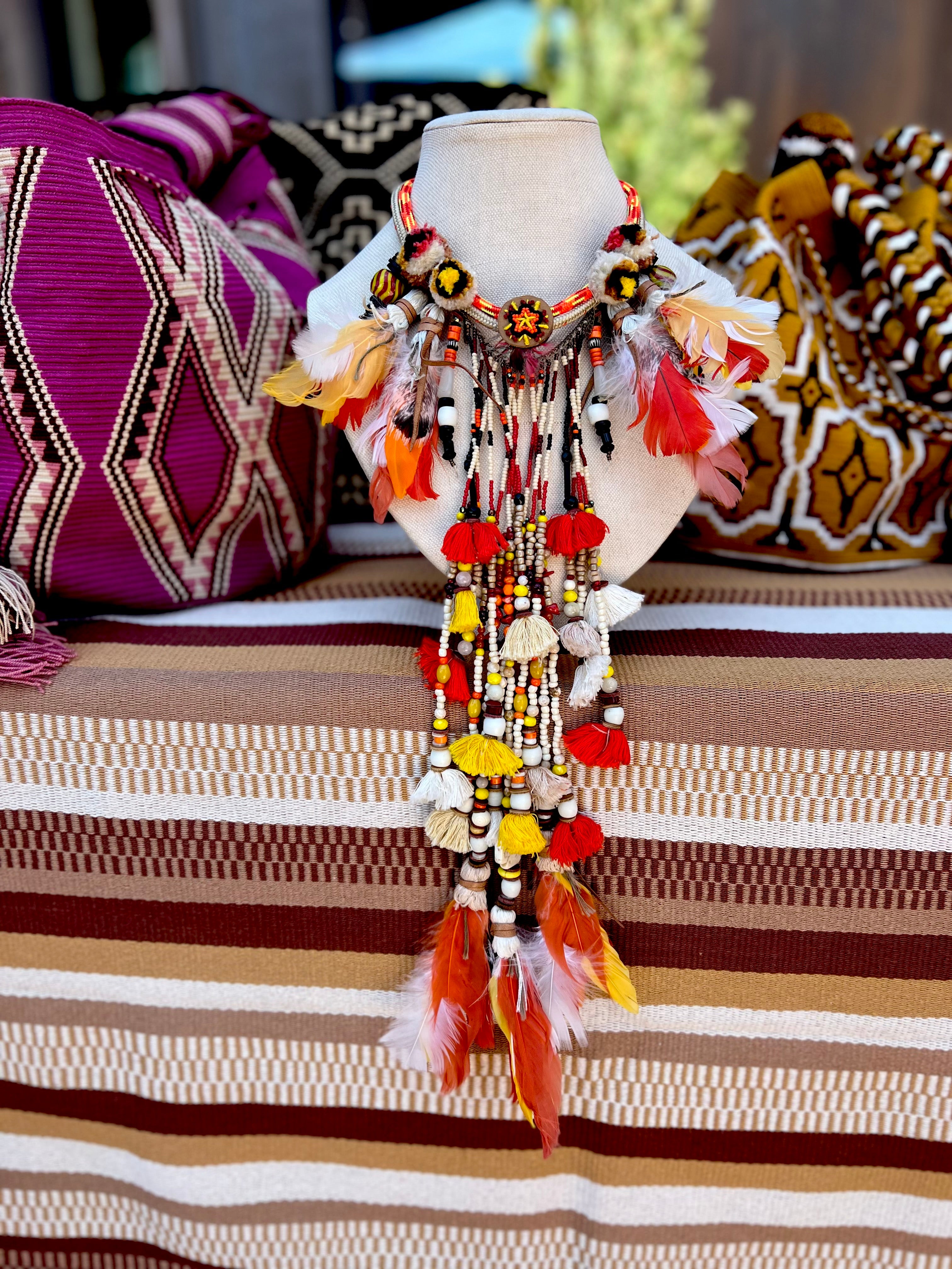 Feather and Beaded Necklace
