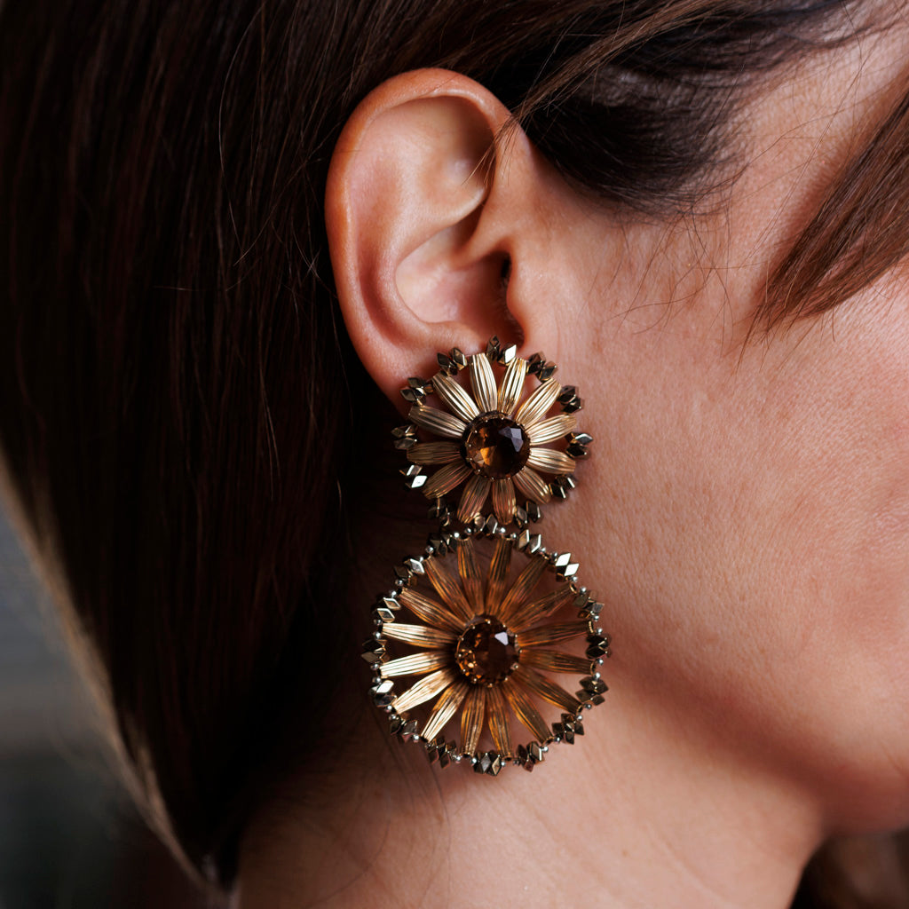 Italian Double Flower Earrings