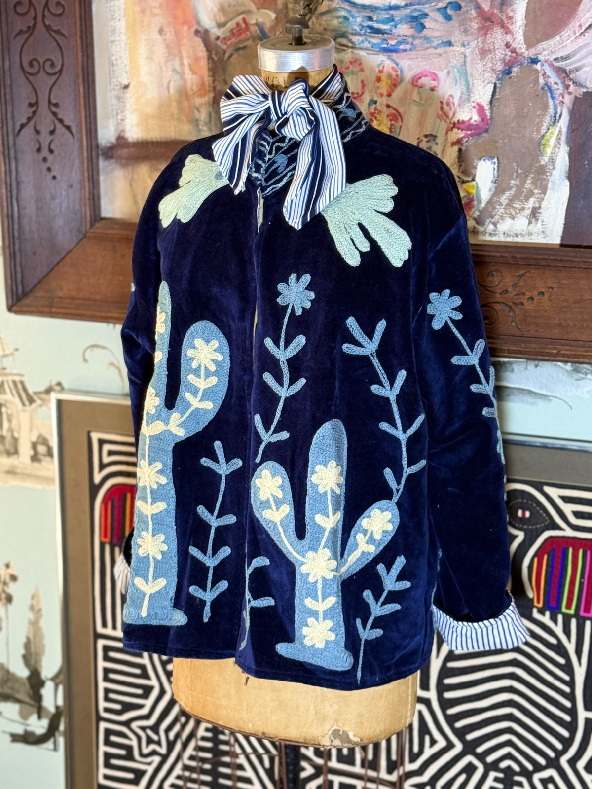 Velvet Cactus Embroidered Jacket detail